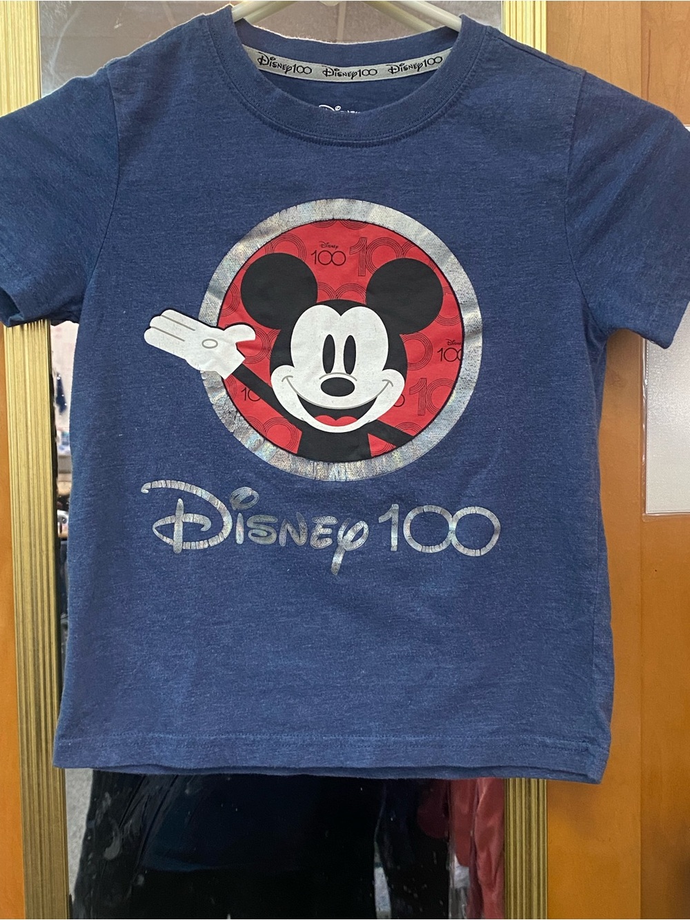 Disney Navy Blue Mickey Mouse 100 Tee with Red Accent